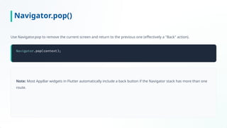 Comprehensive Guide to Navigation & Routing in Flutter Mobile Apps | PPTX