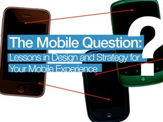 The Mobile Question:
                              ?
Lessons in Design and Strategy for
Your Mobile Experience
 