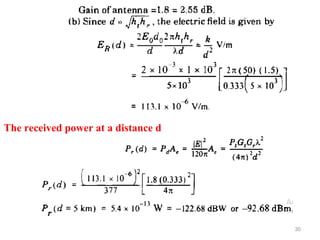 30
The received power at a distance d
 