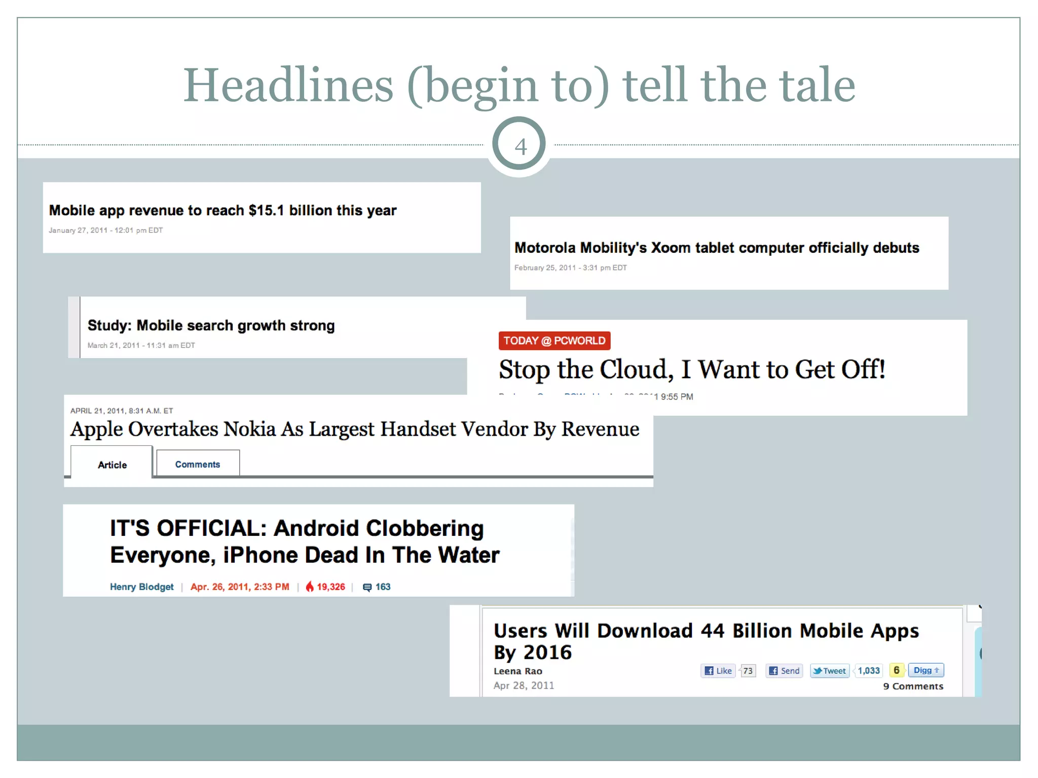 Headlines (begin to) tell the tale 