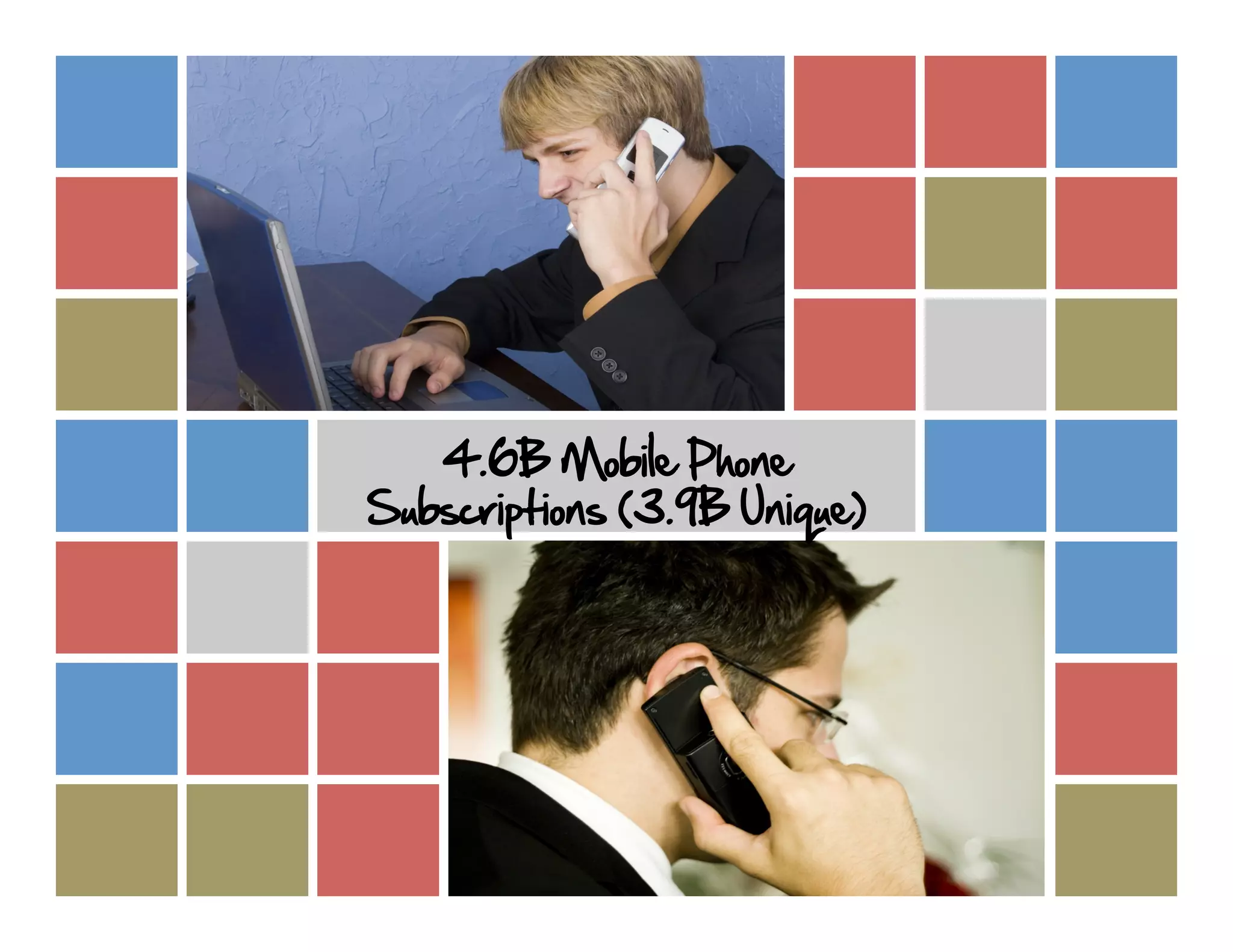 4.6B Mobile Phone
Subscriptions (3.9B Unique)
 