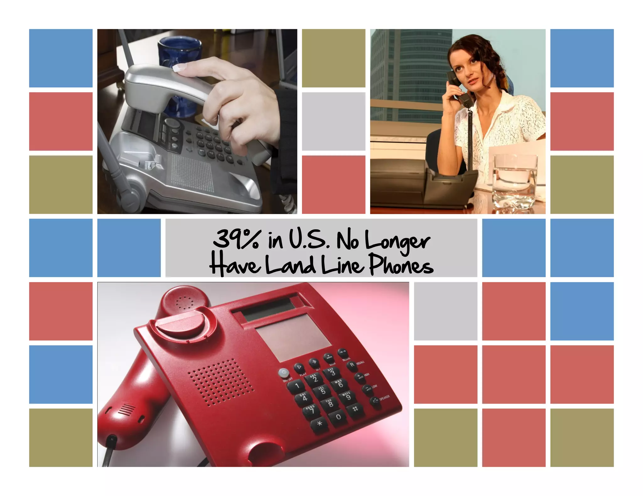 39% in U.S. No Longer
Have Land Line Phones
 