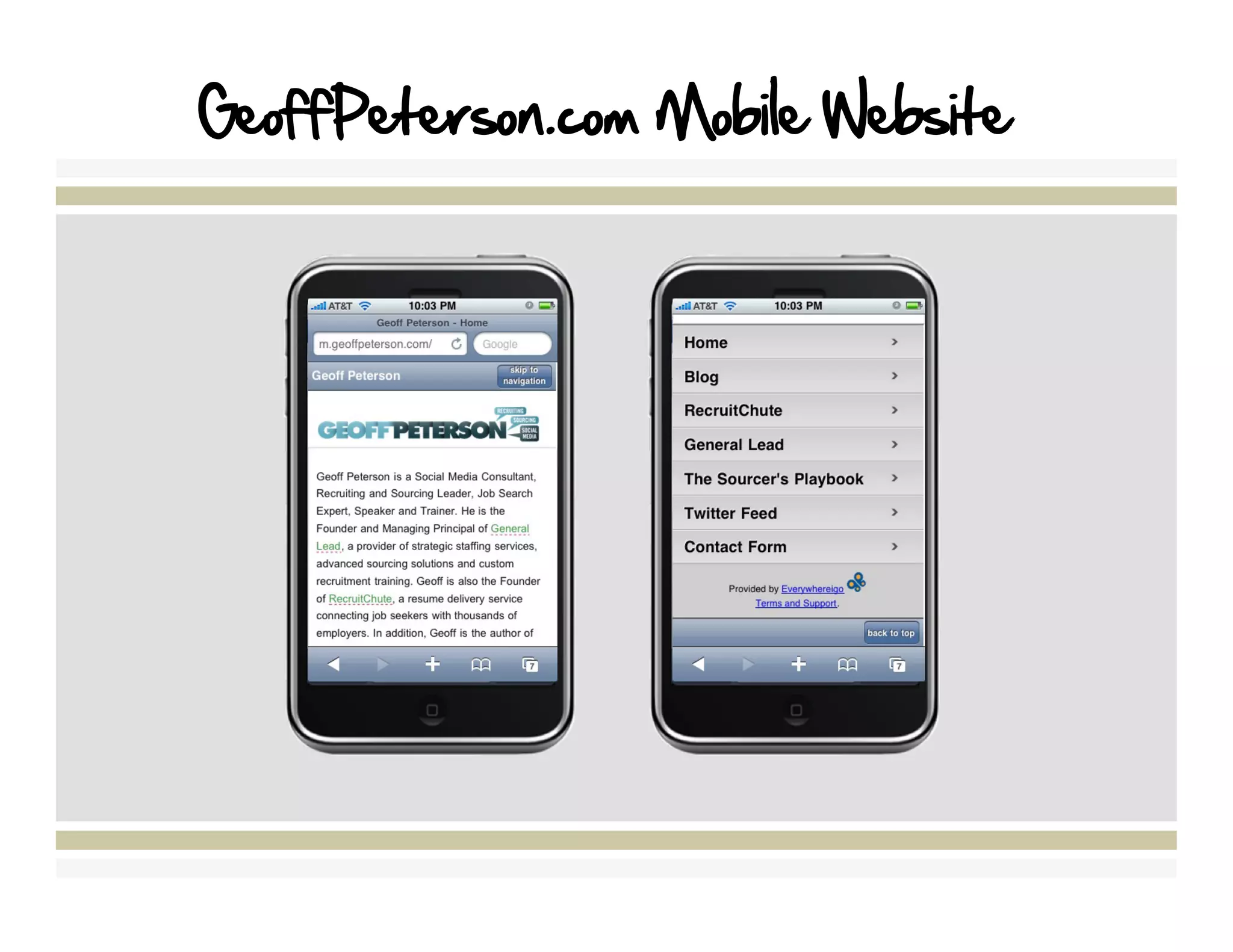 GeoffPeterson.com Mobile Website
 