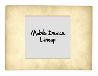 Mobile Device Lineup
Smart    Laptops
Phones
 