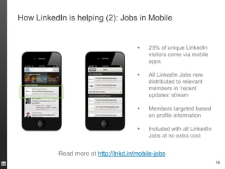 How LinkedIn is helping (2): Jobs in Mobile


                                          23% of unique LinkedIn
          ...