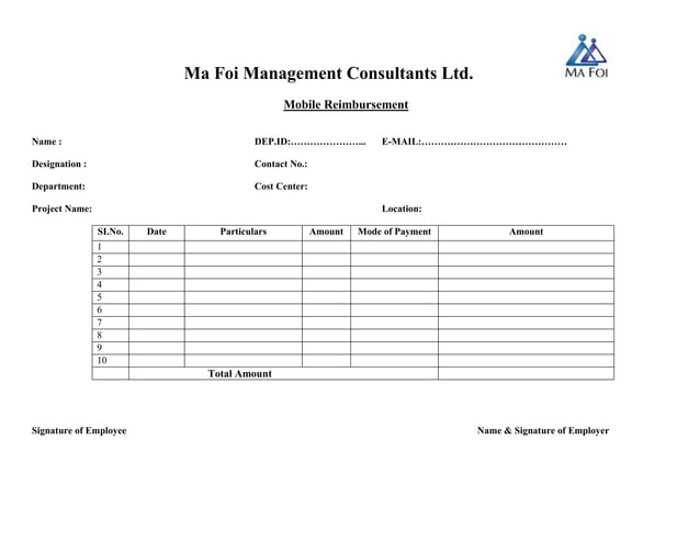 Ma Foi Mobile Reimbursement Form PPT ma-foi-mobile-reimbursement-form-ppt