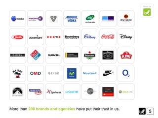 About Us




More than 200 brands and agencies have put their trust in us.
                                                                     5
 