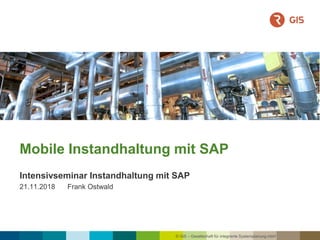 © GiS – Gesellschaft für integrierte Systemplanung mbH
Mobile Instandhaltung mit SAP
Intensivseminar Instandhaltung mit SAP
21.11.2018 Frank Ostwald
 