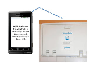 Public	
  Bathroom	
  
 Changing	
  Sta;on:	
  
Receive	
  2ps	
  on	
  how	
  
  to	
  prevent	
  and	
  
soothe	
  your	
  baby's	
  
    diaper	
  rash	
  
 