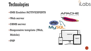 SMS Enabler/ACTIVEXPERTS
Web server
DBMS server
Responsive template (Web,
Mobile)
PHP
9
 