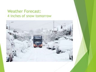 Weather Forecast:
4 inches of snow tomorrow
 