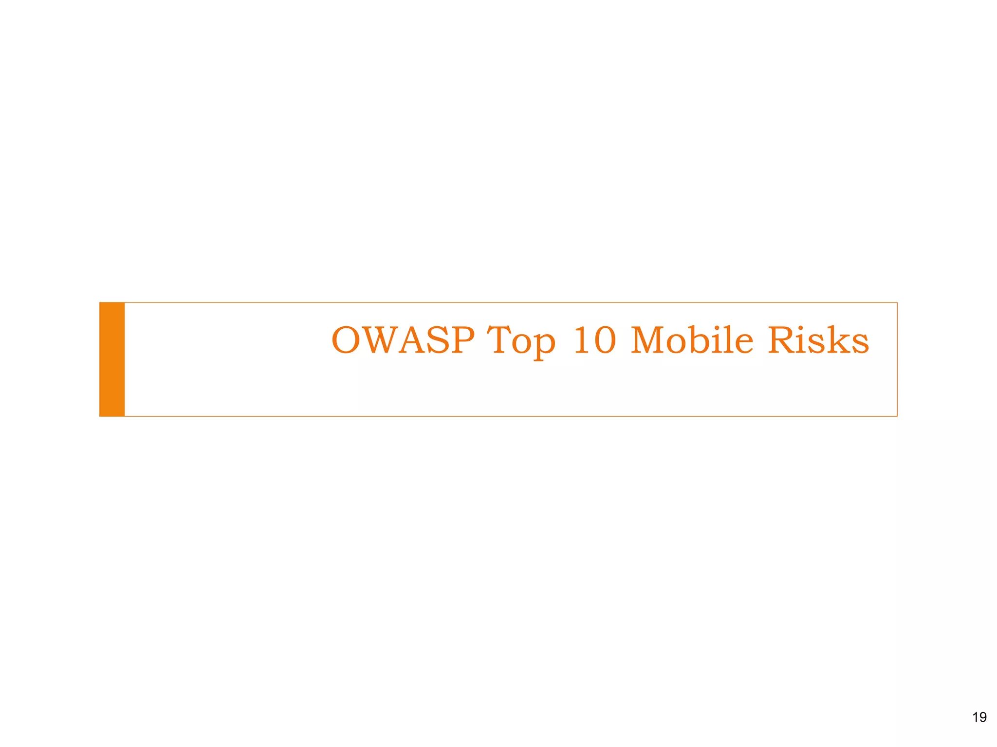 OWASP Top 10 Mobile Risks
19
 
