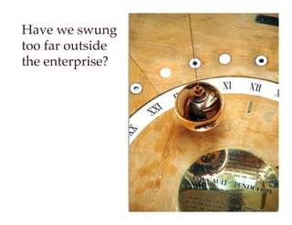 Have we swung
too far outside
the enterprise?!
 