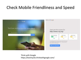 Check Mobile Friendliness and Speed
Think with Google
https://testmysite.thinkwithgoogle.com/
 