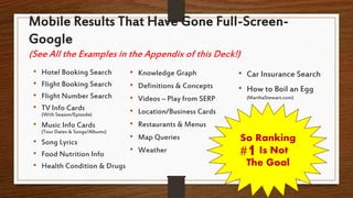 Mobile Results That Have Gone Full-Screen-
Google
(See All the Examples in the Appendix of this Deck!)
• Knowledge Graph
•...