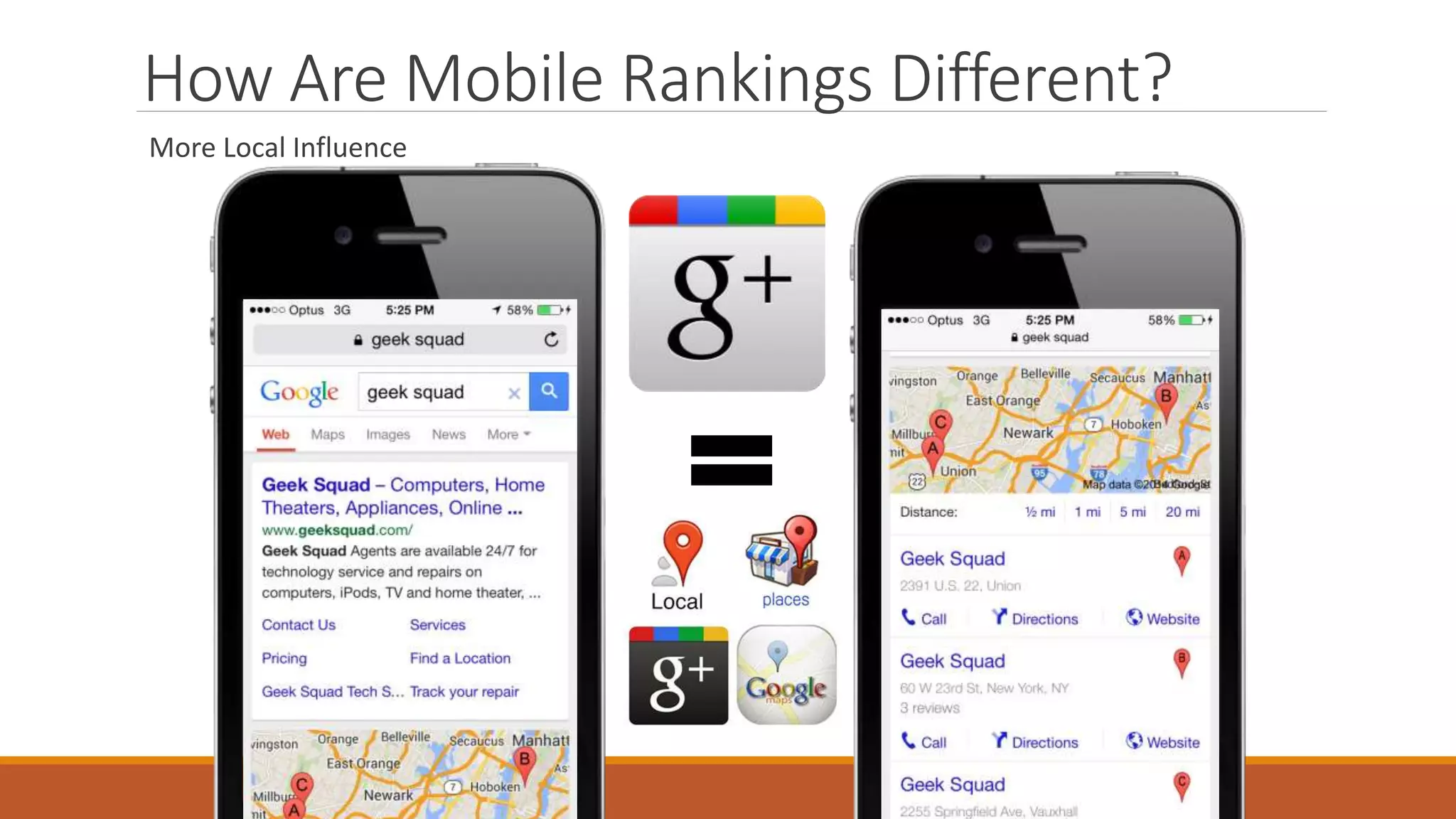 How Are Mobile Rankings Different?
More Local Influence
 