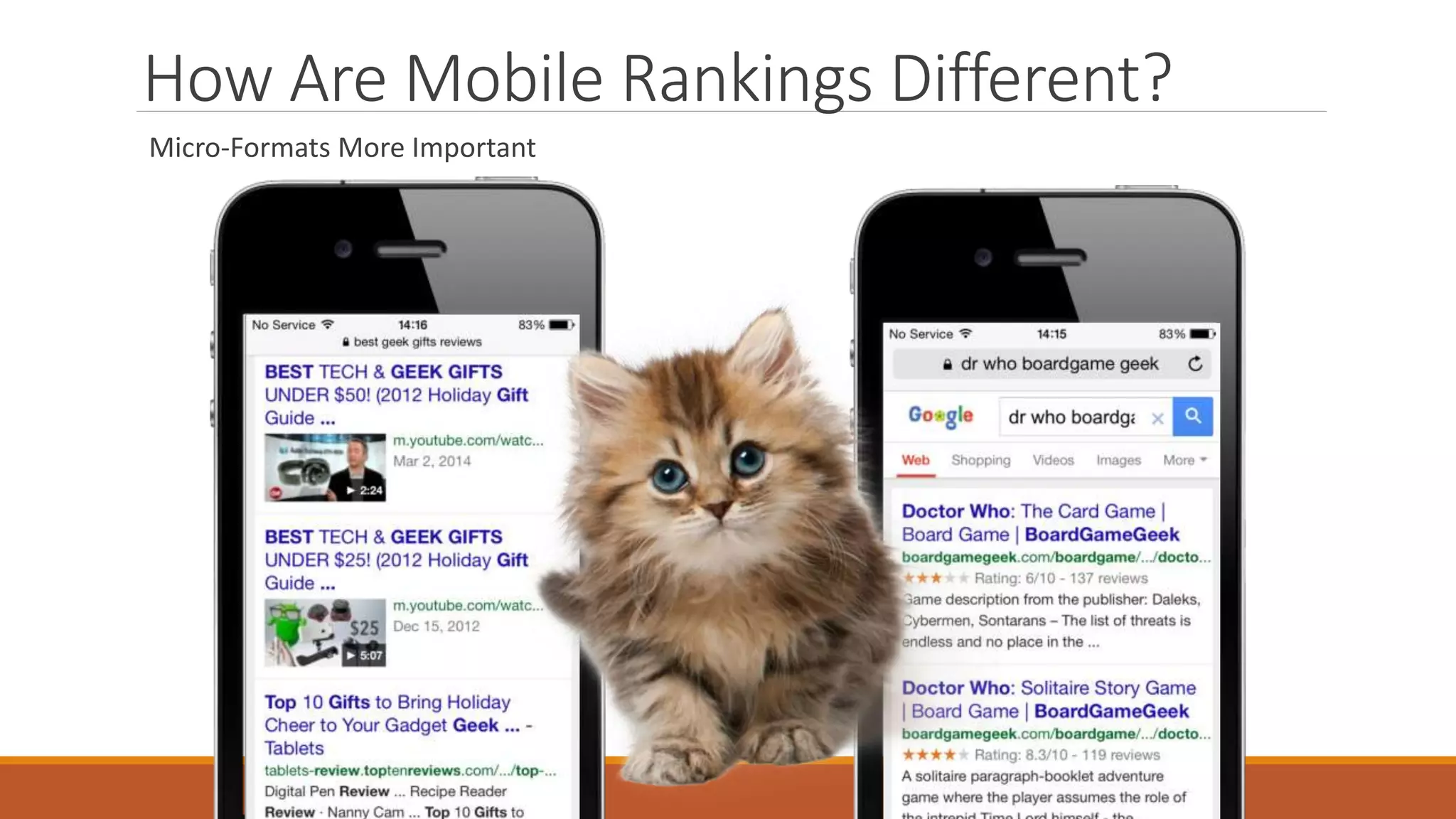 How Are Mobile Rankings Different?
Micro-Formats More Important
 