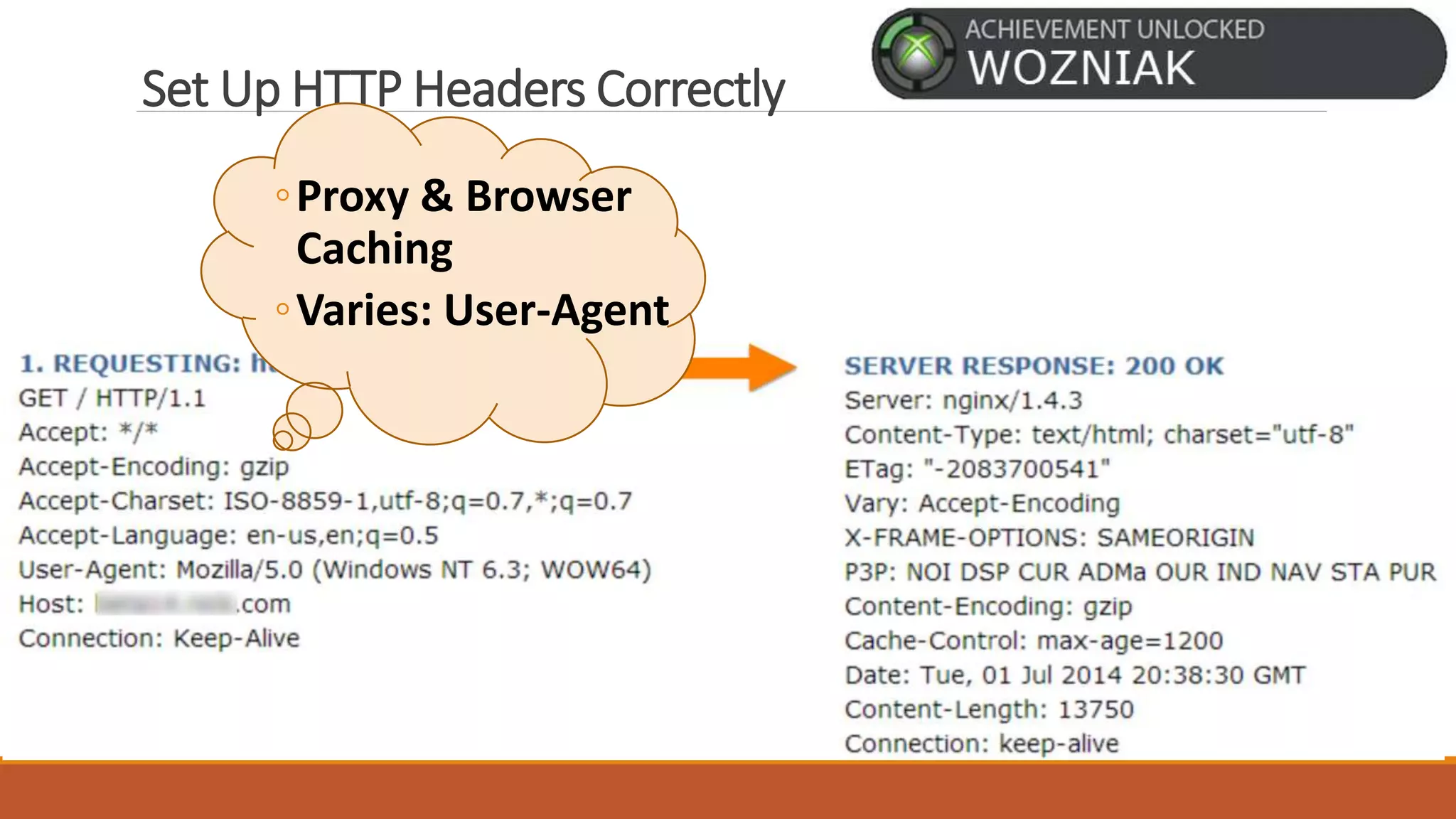 Set Up HTTP Headers Correctly
◦Proxy & Browser
Caching
◦Varies: User-Agent
 