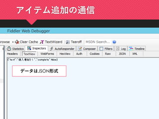 アイテム追加の通信
データはJSON形式
 