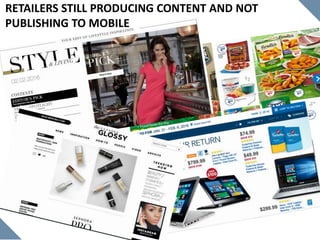 RETAILERS STILL PRODUCING CONTENT AND NOT
PUBLISHING TO MOBILE
 