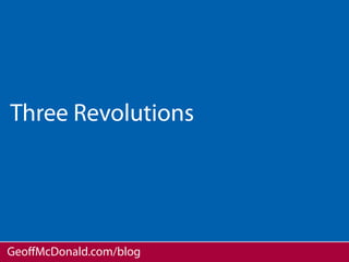 Three Revolutions




GeoﬀMcDonald.com/blog
 