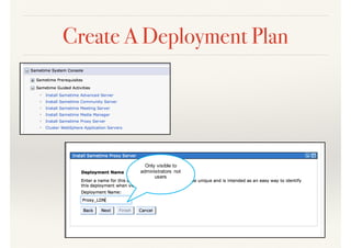 Create A Deployment Plan
Only visible to
administrators not
users
 