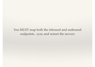 You MUST map both the inbound and outbound
endpoints , sync and restart the servers
 