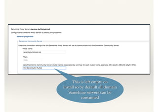 This is left empty on
install so by default all domain
Sametime servers can be
consumed
 