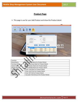 Mobile store billing software user manual by shital infotech | PDF