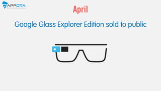 Google Glass Explorer Edition sold to public
April
 