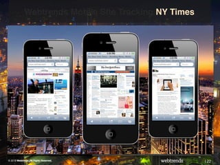 Webtrends Mobile Site Tracking NY Times!




© 2012 Webtrends, All Rights Reserved.
  2011                                                  | 22
 