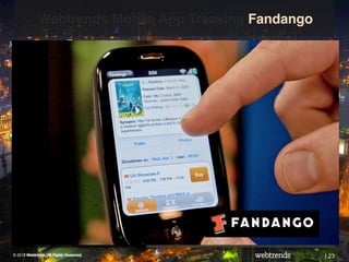 Webtrends Mobile App Tracking Fandango!




© 2012 Webtrends, All Rights Reserved.
  2011                                                 | 23
 