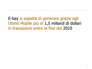 E-bay  si aspetta di generare grazie agli Utenti Mobile più di  1,5 miliardi di dollari in transazioni entro la fine del  2010 