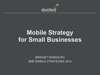Mobile Strategy
for Small Businesses
BRIDGET RANDOLPH
SME MOBILE STRATEGIES 2014
 