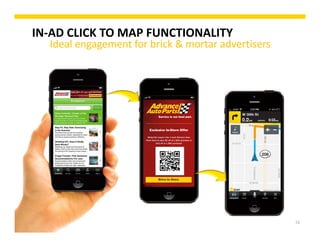 IN‐AD CLICK TO MAP FUNCTIONALITY
Ideal engagement for brick & mortar advertisers
15
 