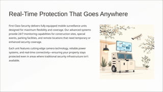 First Point Security Mobile Surveillance Solutions by First Class Security | PPTX