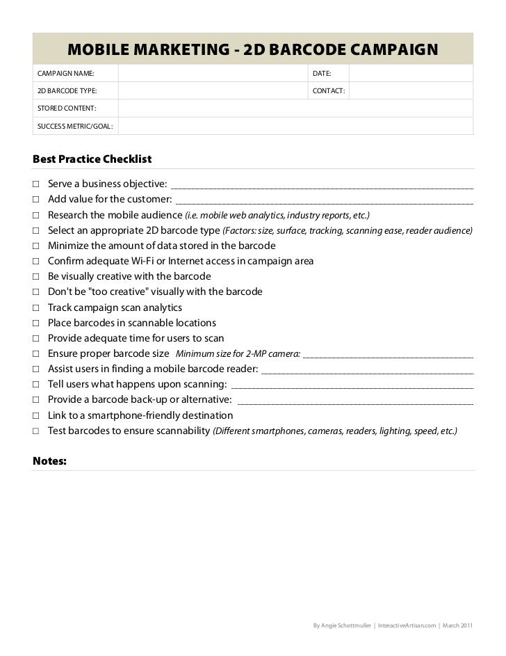 QR Code Best Practices Checklist & Campaign Worksheet