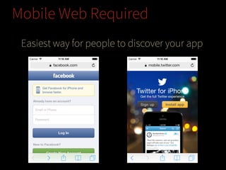 Mobile Web Required
Easiest way for people to discover your app

 