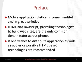 Building HTML based mobile phone applications | PPT