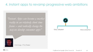 4. Instant apps to revamp progressive web ambitions
ChrisGeorge, VP of Product
“Instant Apps can become a market
reality in an relatively short time
frame – and radically change the
way we develop consumer apps” Mass adoptionEarly adoption
December 16Confidential and copyright of Somo Custom Ltd. 16
 