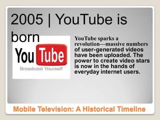 Youtube Launch Mobile Television | Historical Timeline | PPTX