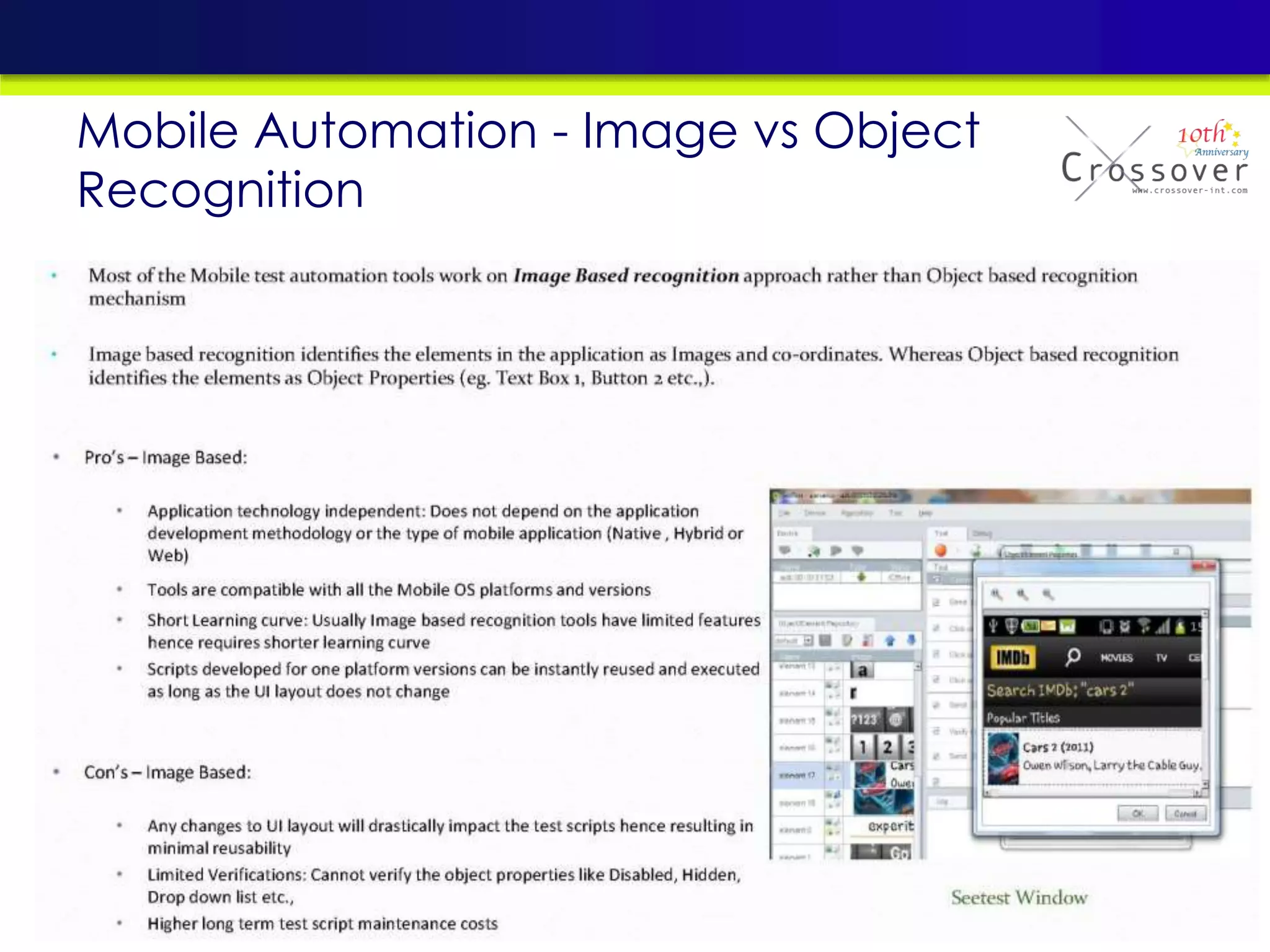 Mobile Automation - Image vs Object
Recognition
 