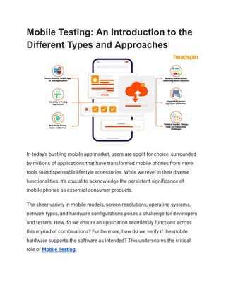 Mobile Testing An Introduction to the Different Types and Approaches | PDF