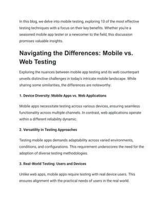 Mobile Testing An Introduction to the Different Types and Approaches | PDF