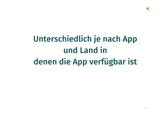 72
Unterschiedlich je nach App
und Land in
denen die App verfügbar ist
 