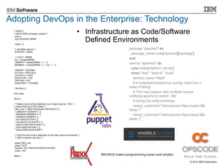 Adopting DevOps in the Enterprise: Technology
/* REXX */
/* REXX BIND processor sample */
trace o
Arg PACKAGE DBRM
rcode =...