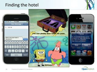 Finding the hotel




61   Proprietary & Confidential to OpenMarket
 