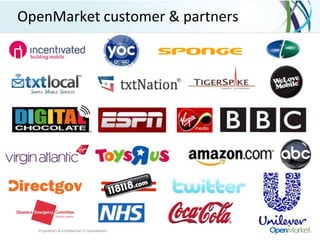 OpenMarket customer & partners




  Proprietary & Confidential to OpenMarket
 