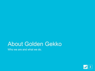 About Golden Gekko
Who we are and what we do.




                             3
 