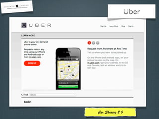 Uber

Car Sharing 2.0

 